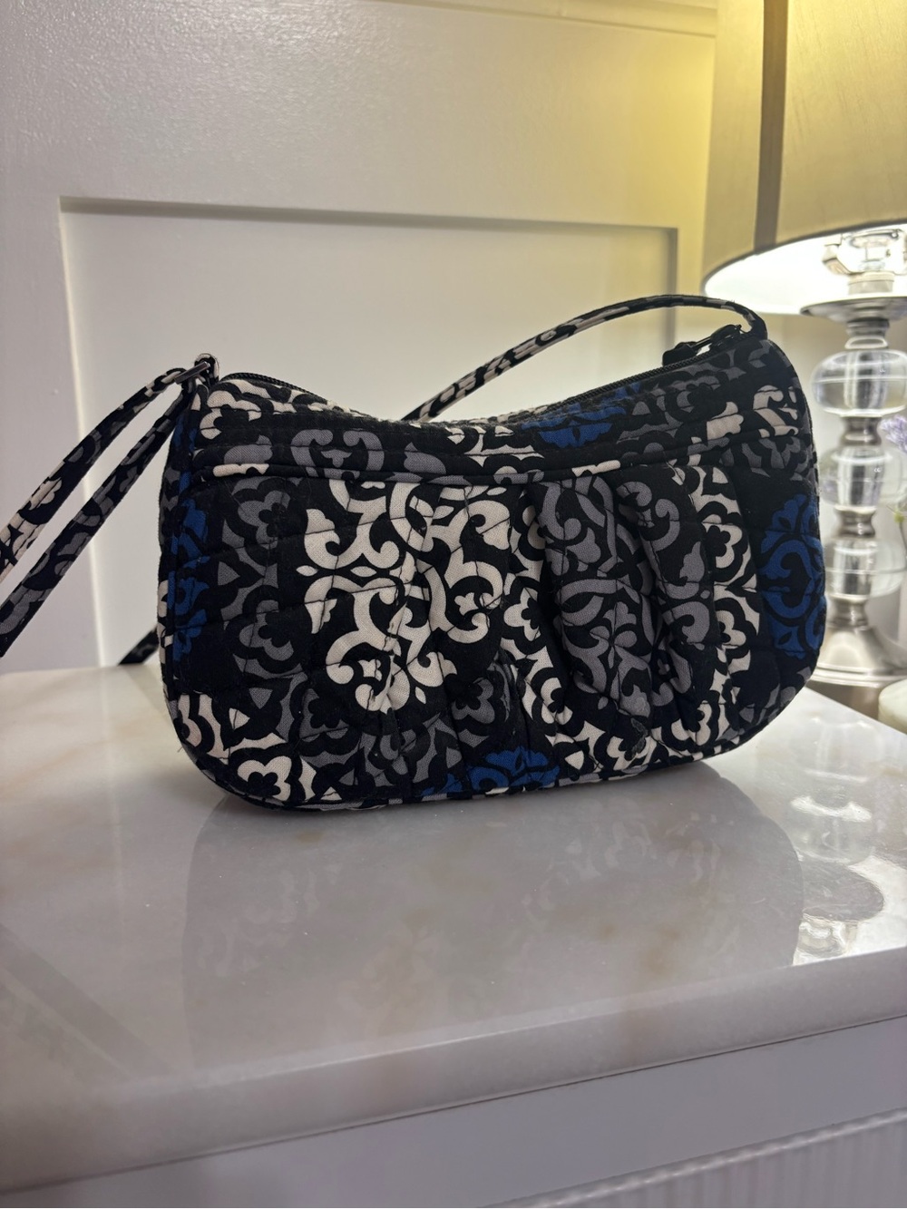 Vera Bradley Black White & Blue Quilted Wristlet Clutch